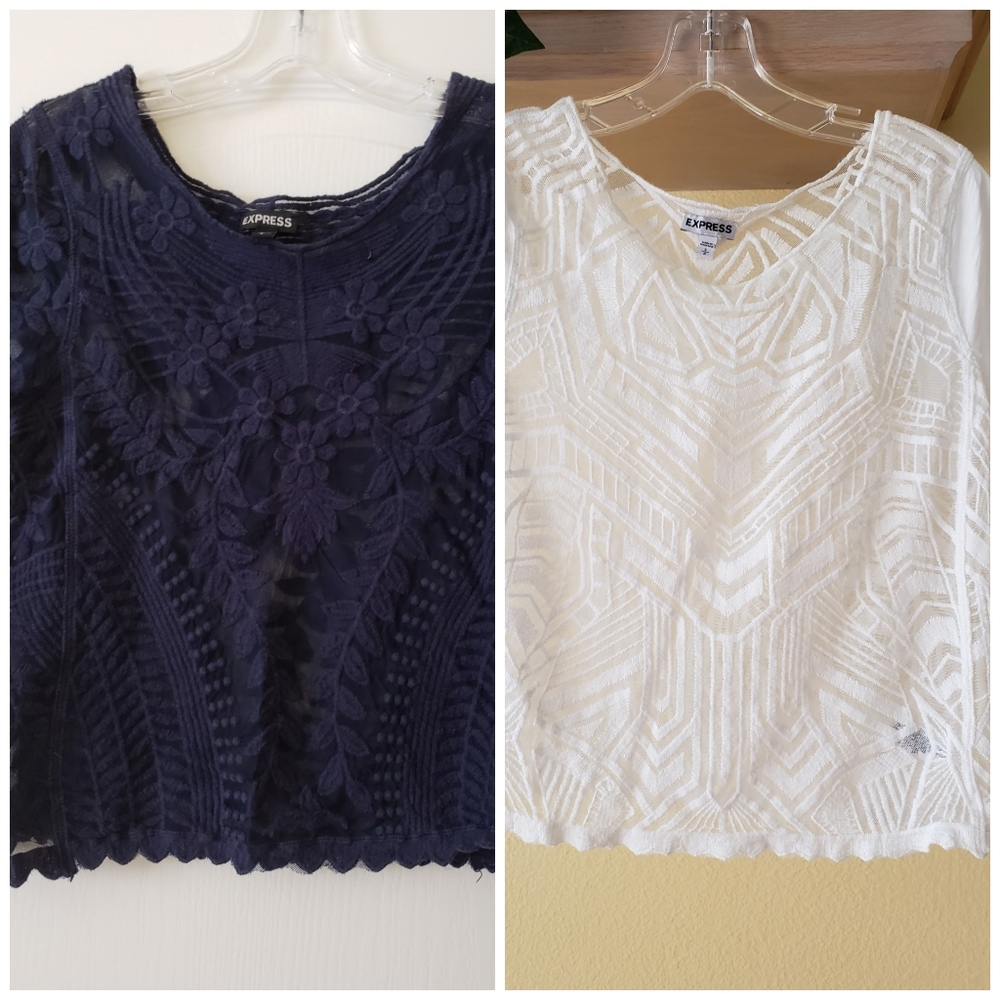 express • geometric tribal leaf lace tops